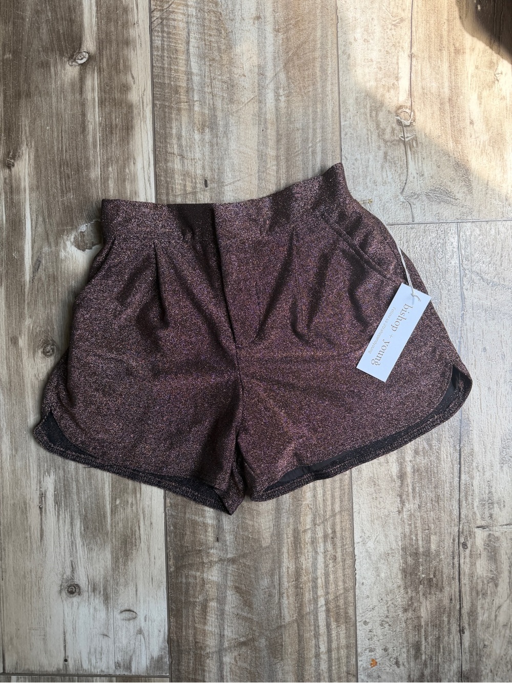 Fashion to Figure Sparkle High-Waist Maroon Shorts